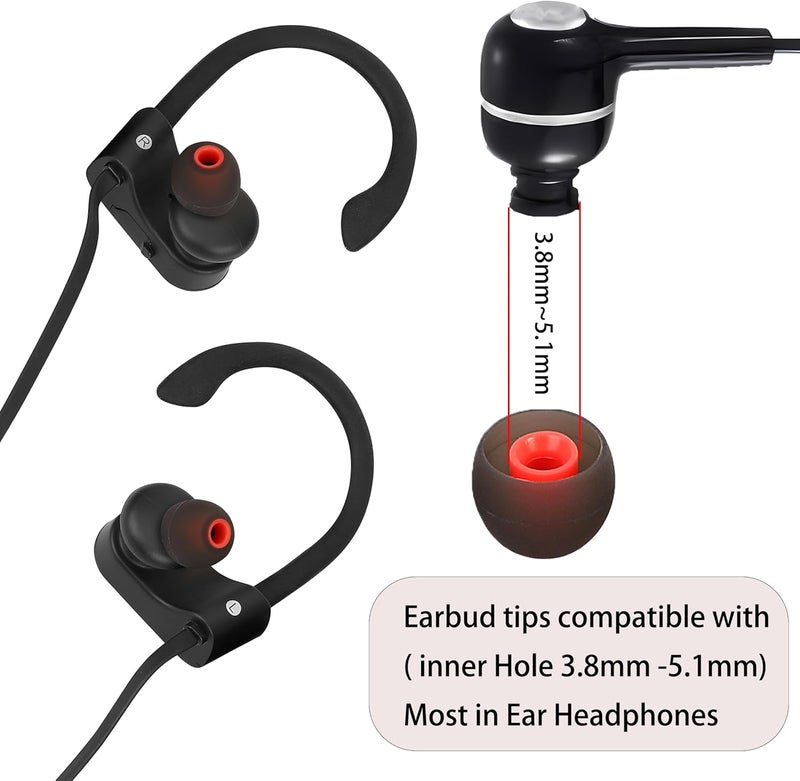 AQIMY Silicone Earbud Tips Replacement Ear Tips Earbud Covers Fit Most in-Ear Earbuds(Inner Hole 3.8mm -5.1mm) Headphone Earbud Rubber Tips9 Pairs S M L - Image 3